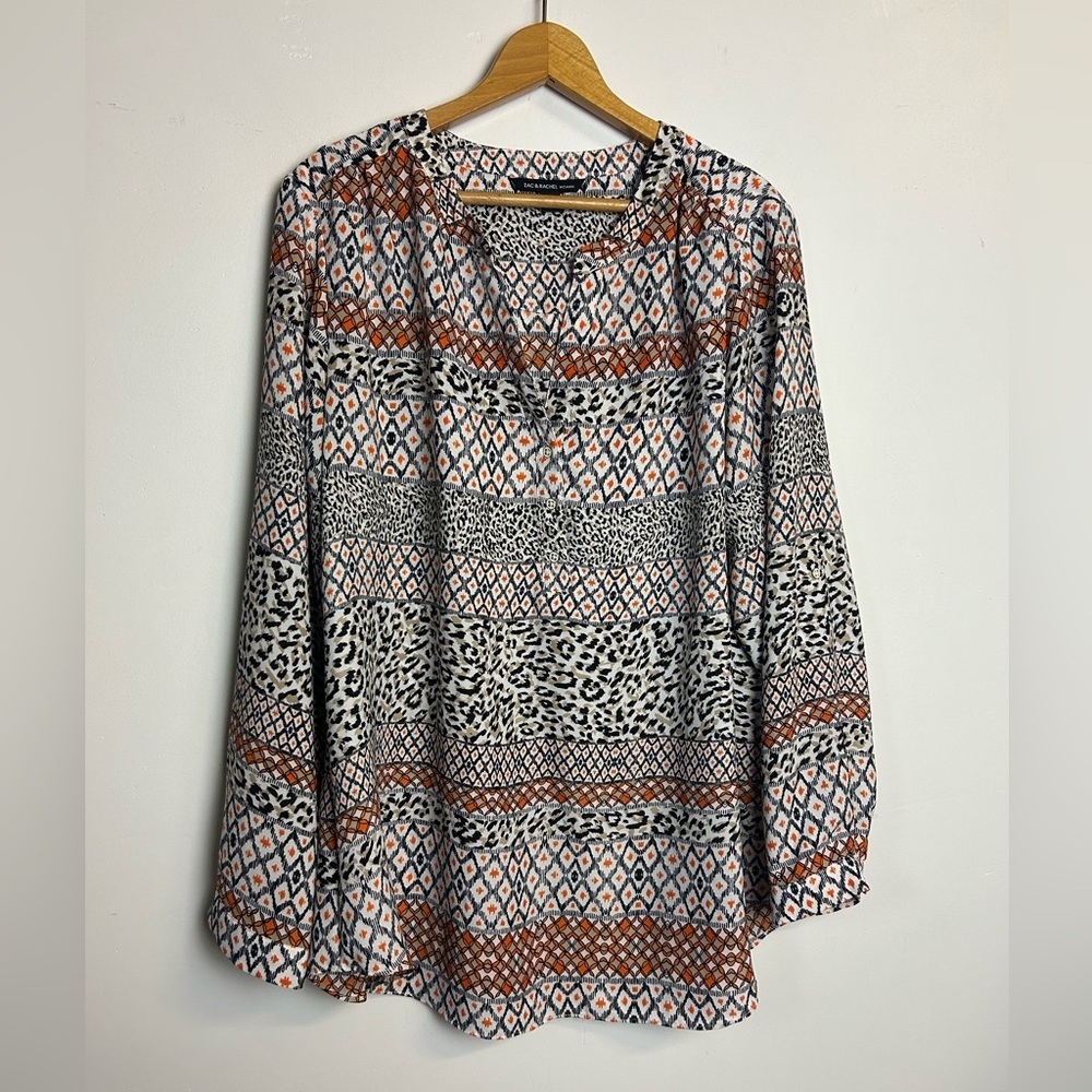 Zac & Rachel Shiffon Women's‎ Top - Multicolor Plus Size 2X Lightweight